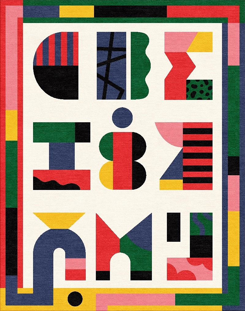 Modèle « Alfabeti 1 » de Camilla Falsini, tapis fait main avec des lettres colorées