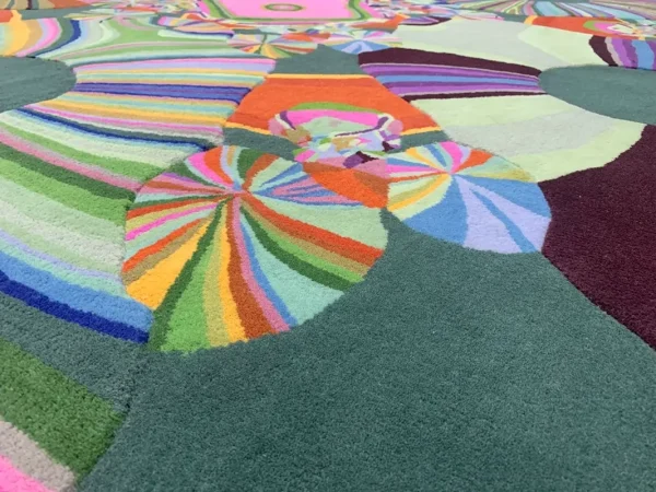 Closeup to handmade custom rug Gary Ha designed by Australian Annie and Jonathan Zawada