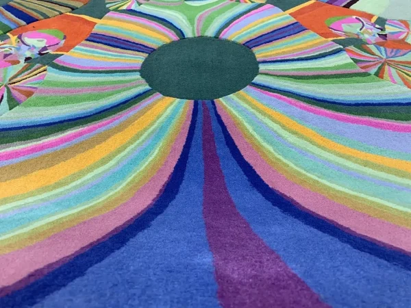 Closeup to handmade custom rug Gary Ha designed by Australian Annie and Jonathan 3.webp