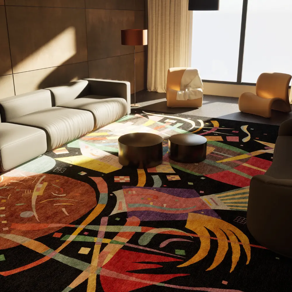 Composition X, tapis personnalisé fait à la main d'après Kandinsky