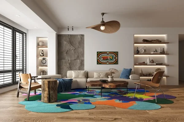 Fraktaler Design-Teppich Entworfen von Zawada Affordances Serie „Oops“, im Wohnzimmer
