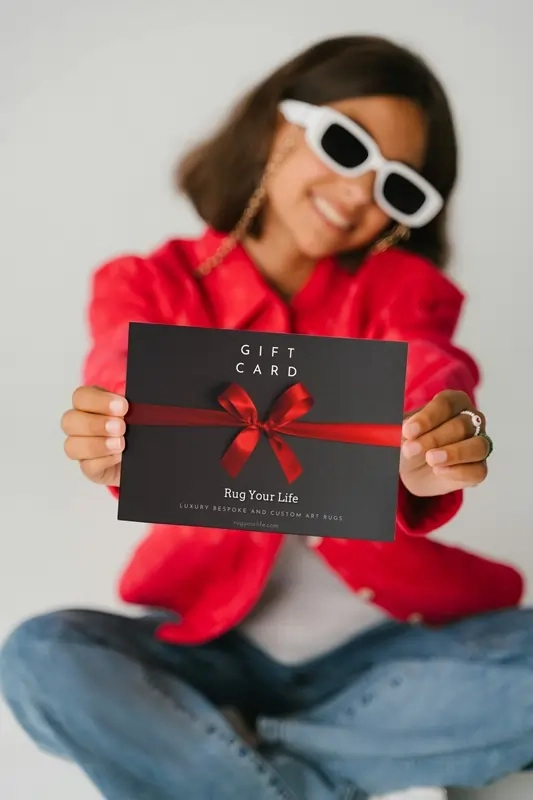 Tarjeta regalo Rug Your Life Diseño « Lazo rojo elegante », en directo
