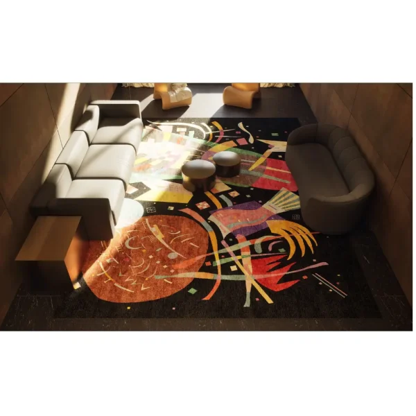 Handgeknüpfter Kunstteppich nach Wassily Kandinsky Komposition X in Lobby, von Rug Your Life