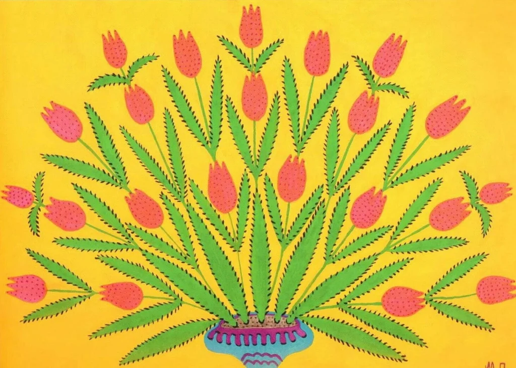 Maria Prymachenko I Give These Flowers Where Ivans Live obra de arte