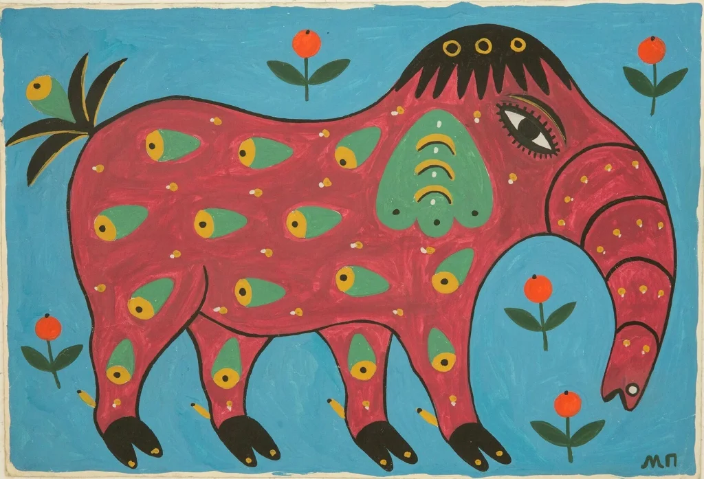 Maria Prymachenko Obra de arte Elefante Rojo