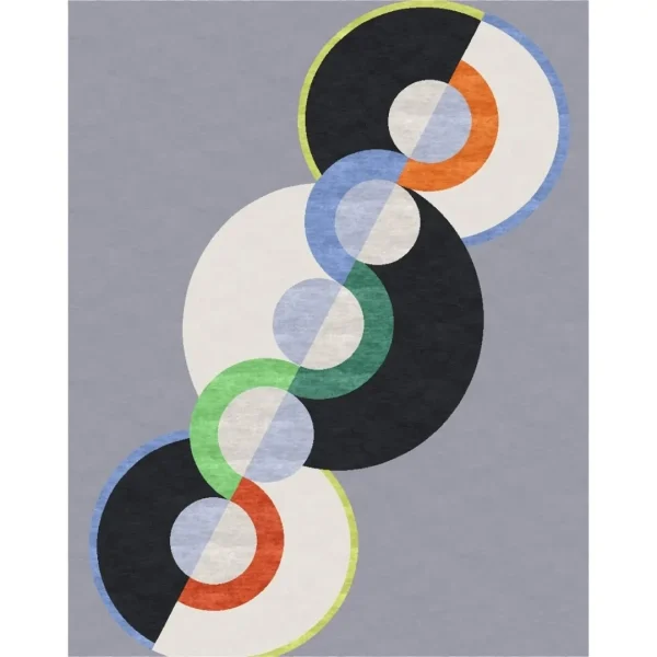 La pintura «Ritmo infinito» de Robert Delaunay convertida en una alfombra artesanal personalizada por Rug Your Life.