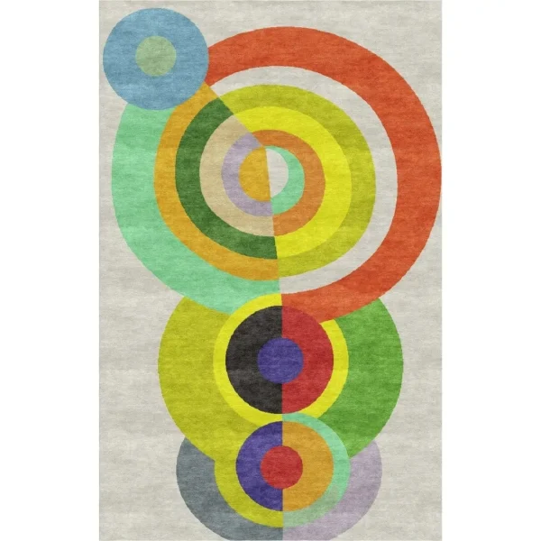 Tapis d'art fait main sur mesure inspiré de l'œuvre « Rythme 1 » de Robert Delaunay