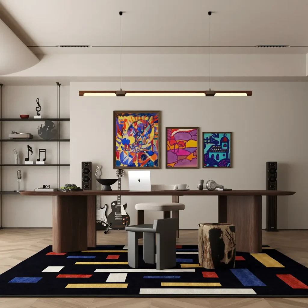 Gemälde "Komposition VII Die drei Grazien" als handgefertigter Teppich nach Theo van Doesburg