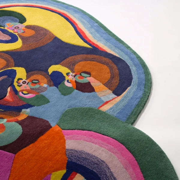 Detalle de la alfombra con diseño fractal de forma irregular de Annie y Jonathan Zawada Alfombra «Truffles»