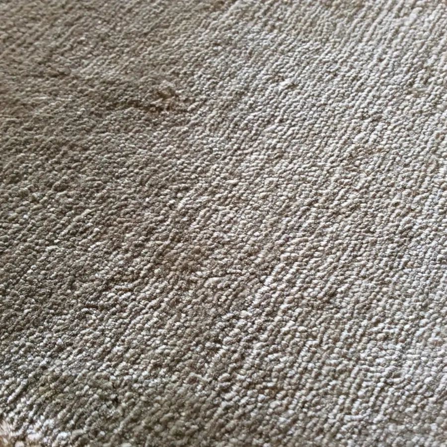 Beiger handgeknüpfter Teppich aus Leinen, Nahaufnahme